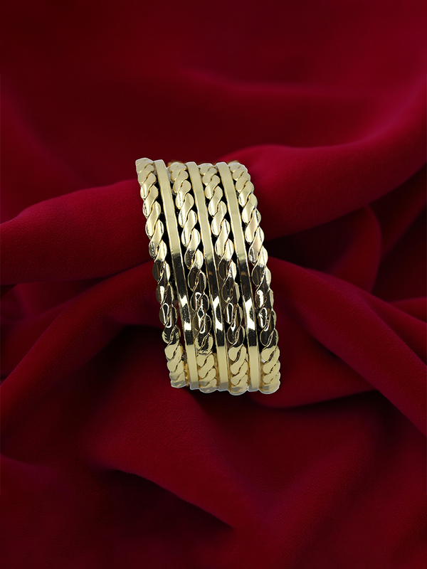 18K Gold Plated Taqlidi Bracelet Set – 7 Traditional Bangles