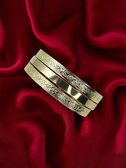 18K Gold Plated Taqlidi Bracelet Set – 3 Traditional Bangles