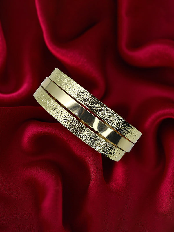 18K Gold Plated Taqlidi Bracelet Set – 3 Traditional Bangles