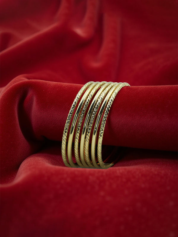 18K Gold Plated Taqlidi Bracelet Set – 7 Traditional Bangles for Women