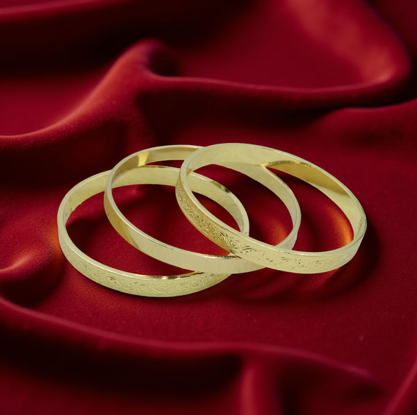 18K Gold Plated Taqlidi Bracelet Set – 3 Traditional Bangles