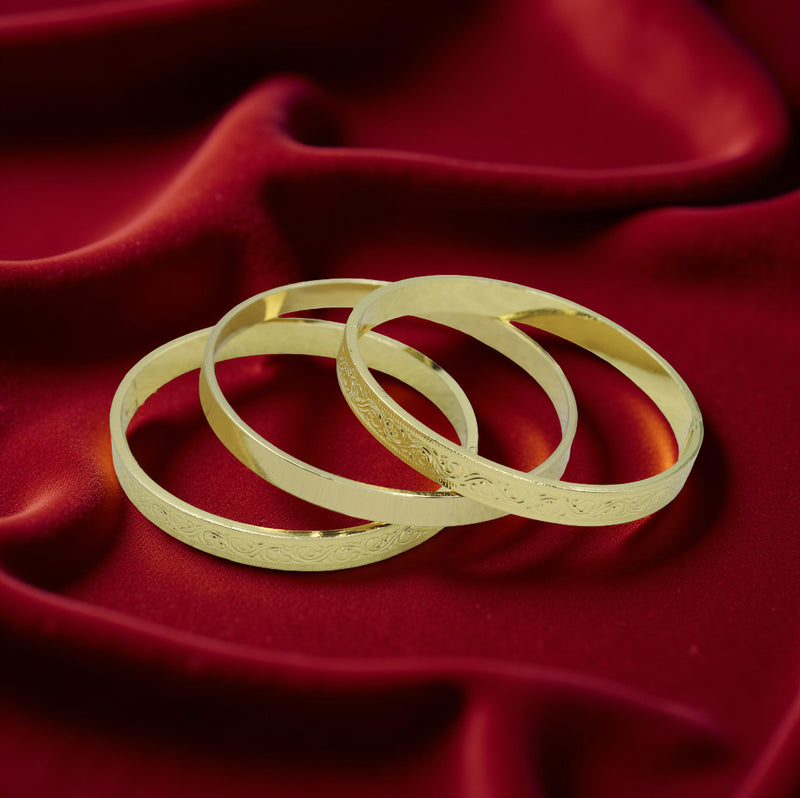 18K Gold Plated Taqlidi Bracelet Set – 3 Traditional Bangles