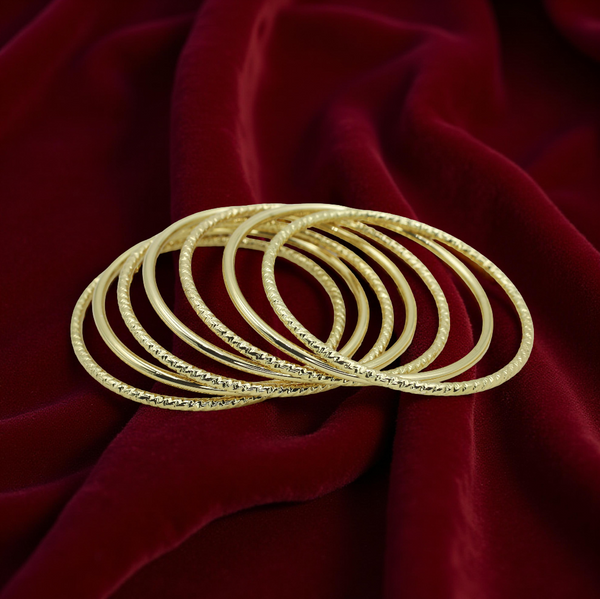 18K Gold Plated Taqlidi Bracelet Set – 7 Traditional Bangles for Women
